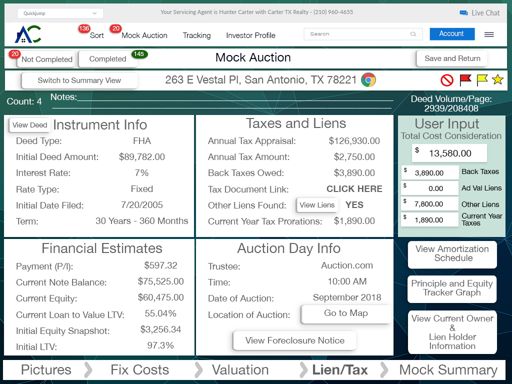 17 Lien Data iPad Investor Log In Screen